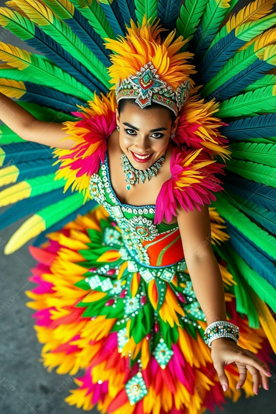Bailarina com fantasia vibrante de Carnaval