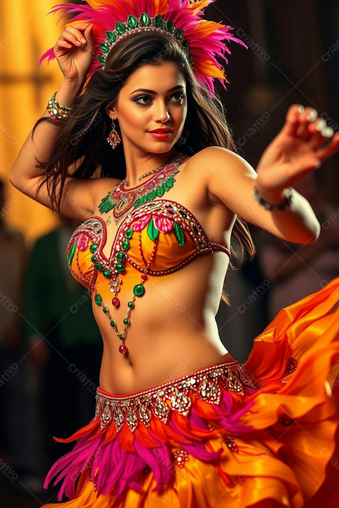 Bailarina em traje vibrante de Carnaval