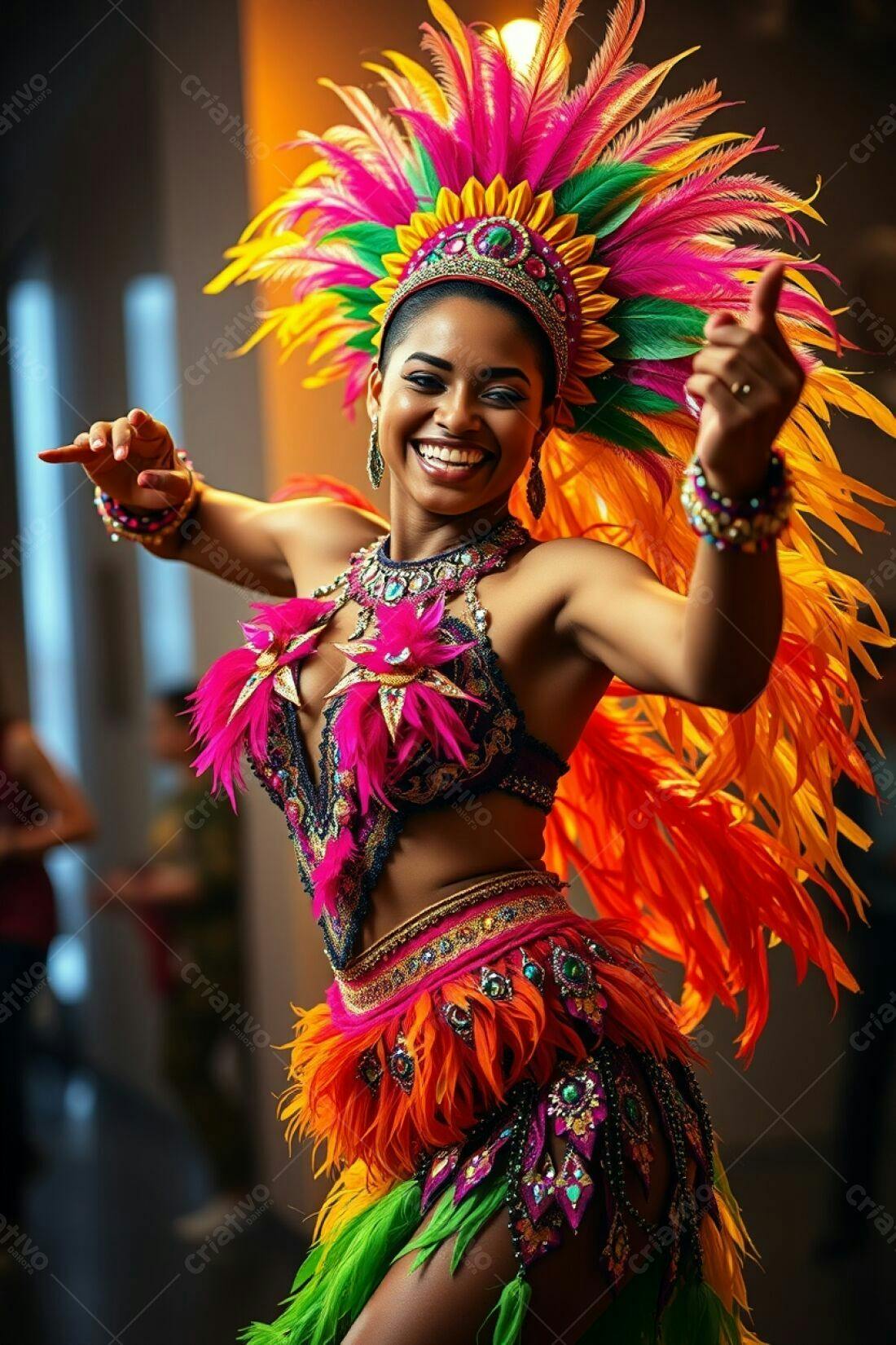 Bailarina brasileira em fantasia vibrante