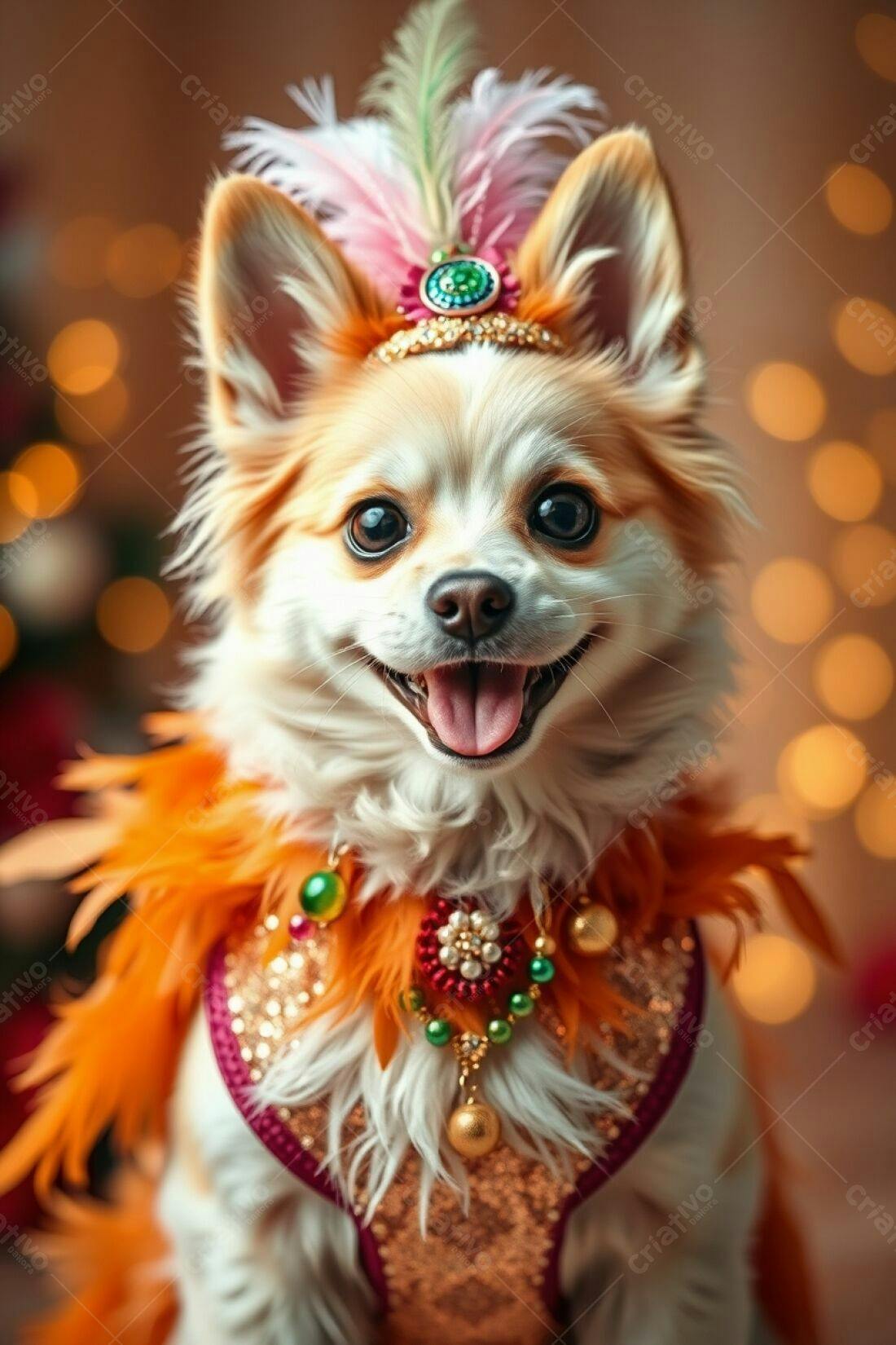 Cachorro vestindo fantasia de festa
