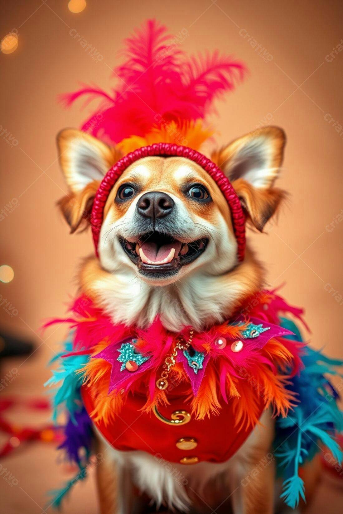 Cachorro vestindo fantasia de carnaval