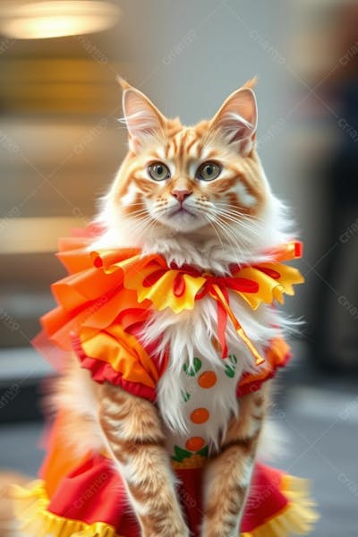 Gato Muito Fofo Fantasiado Com Roupa De Carnaval