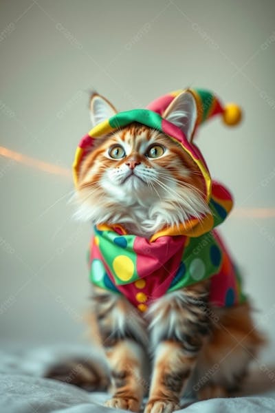 Gato Muito Fofo Fantasiado Com Roupa De Carnaval