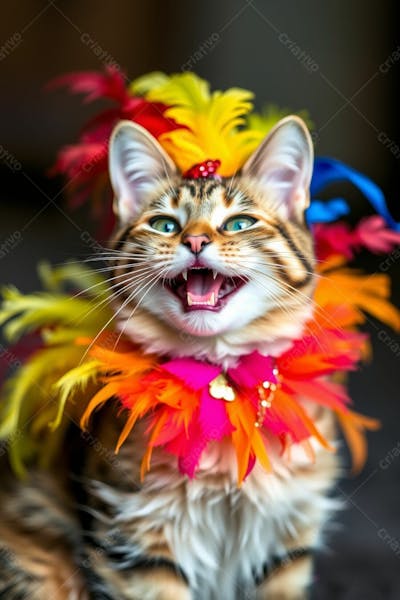 Gato Muito Fofo Fantasiado Com Roupa De Carnaval