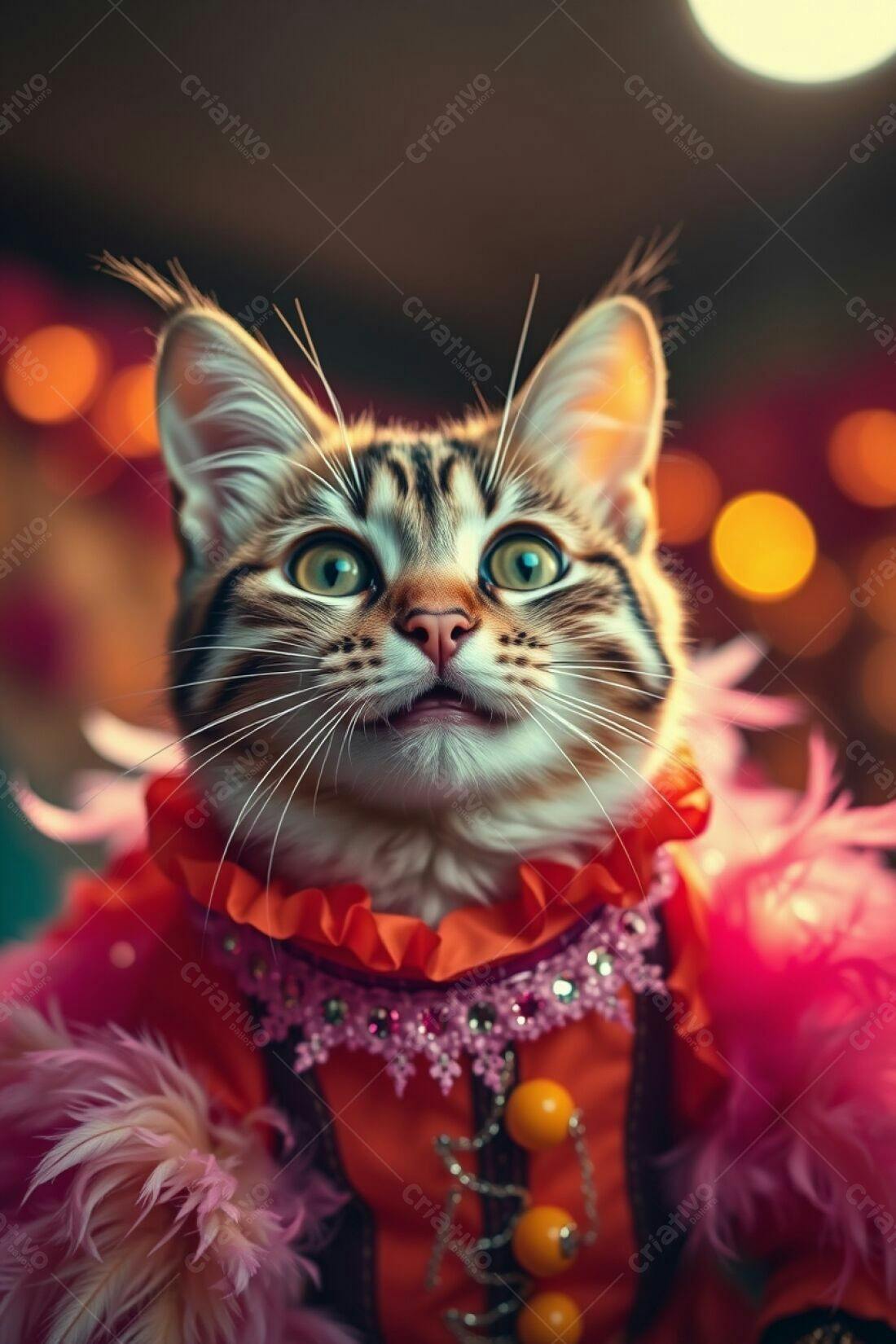 Gatinho Marrom e Laranja em Fantasia
