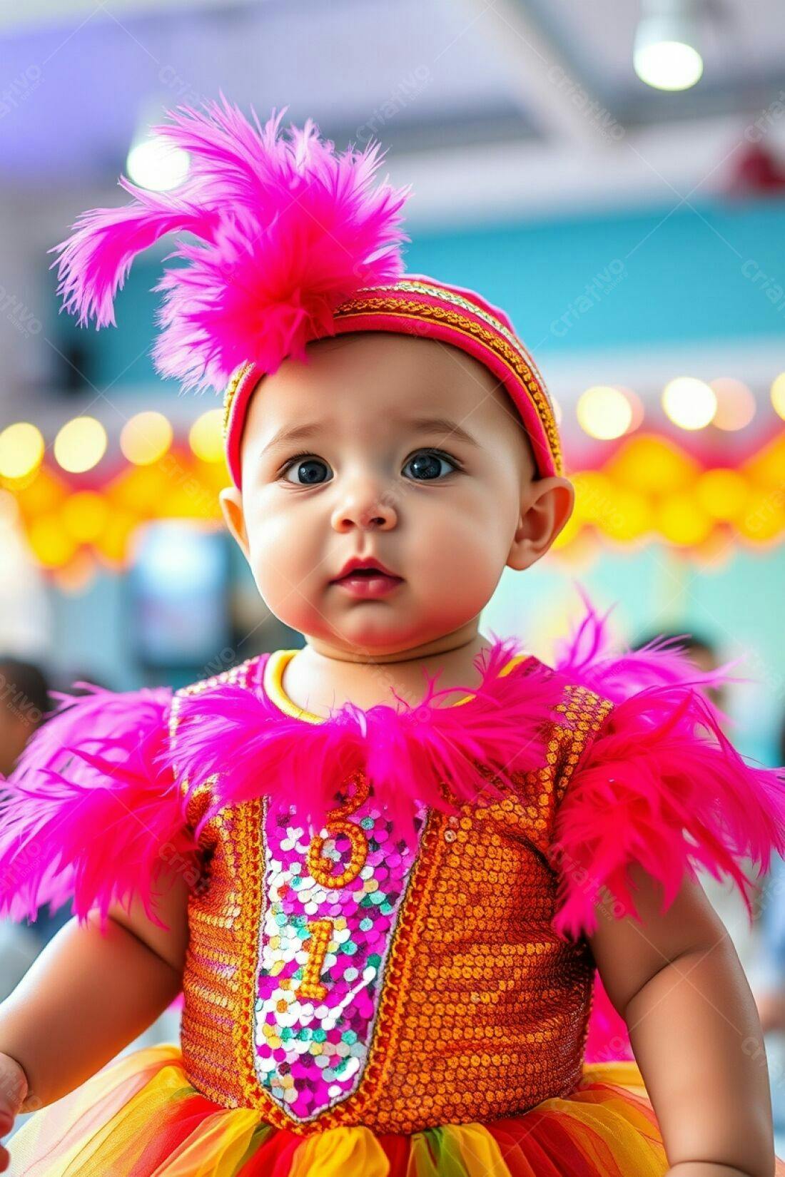 Bebê fofa em fantasia de circo