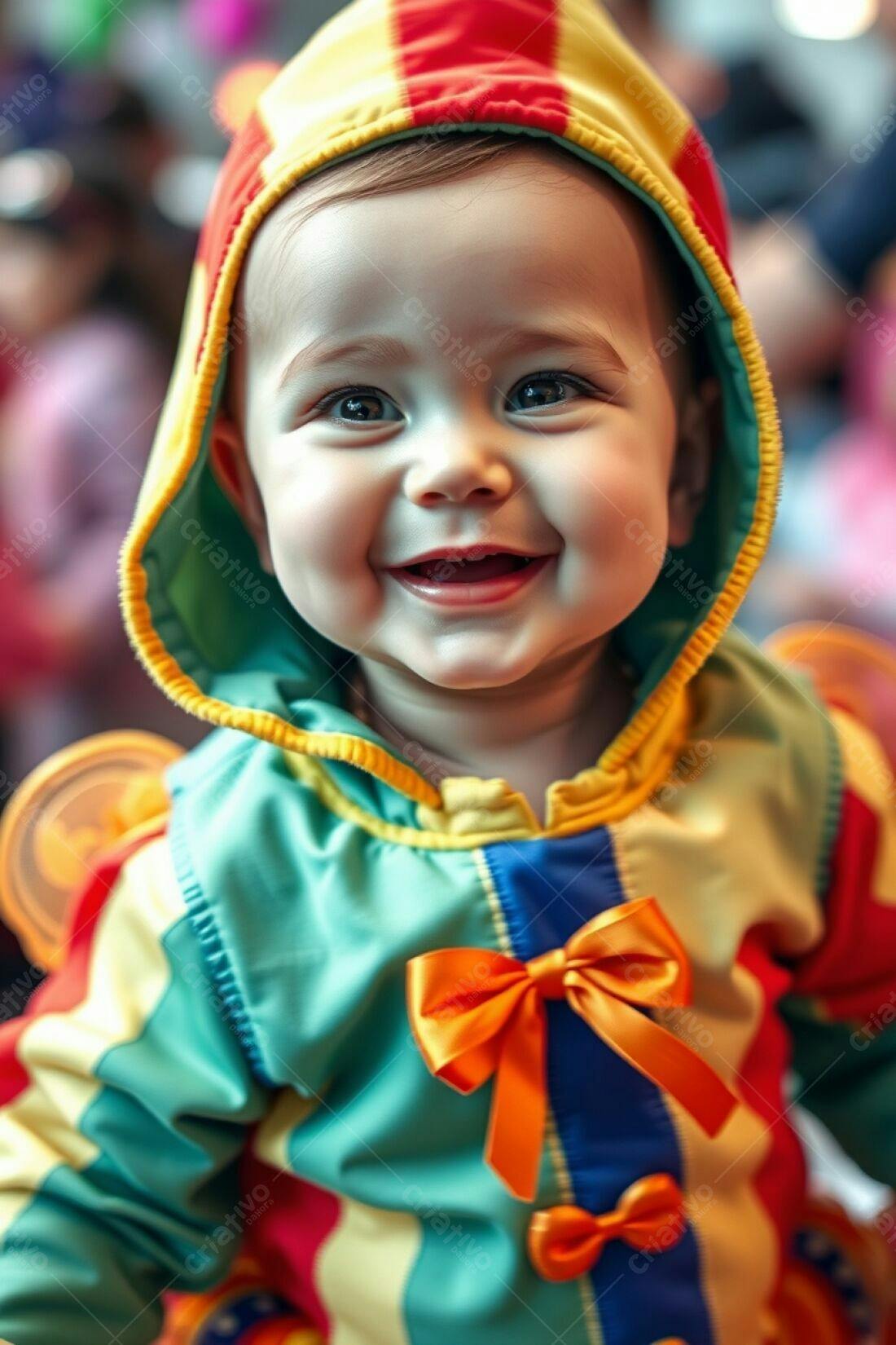 Bebê sorridente roupa colorida festa