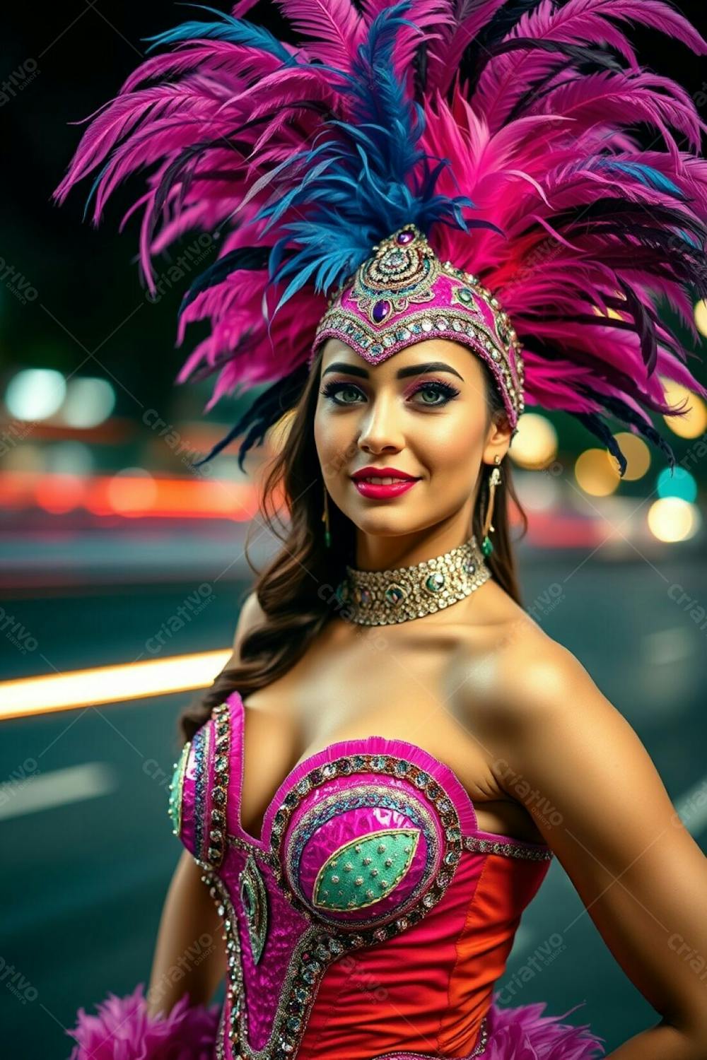 Uma Mulher Impressionante De 24 Anos Em Uma Fantasia Glamorosa De Carnaval