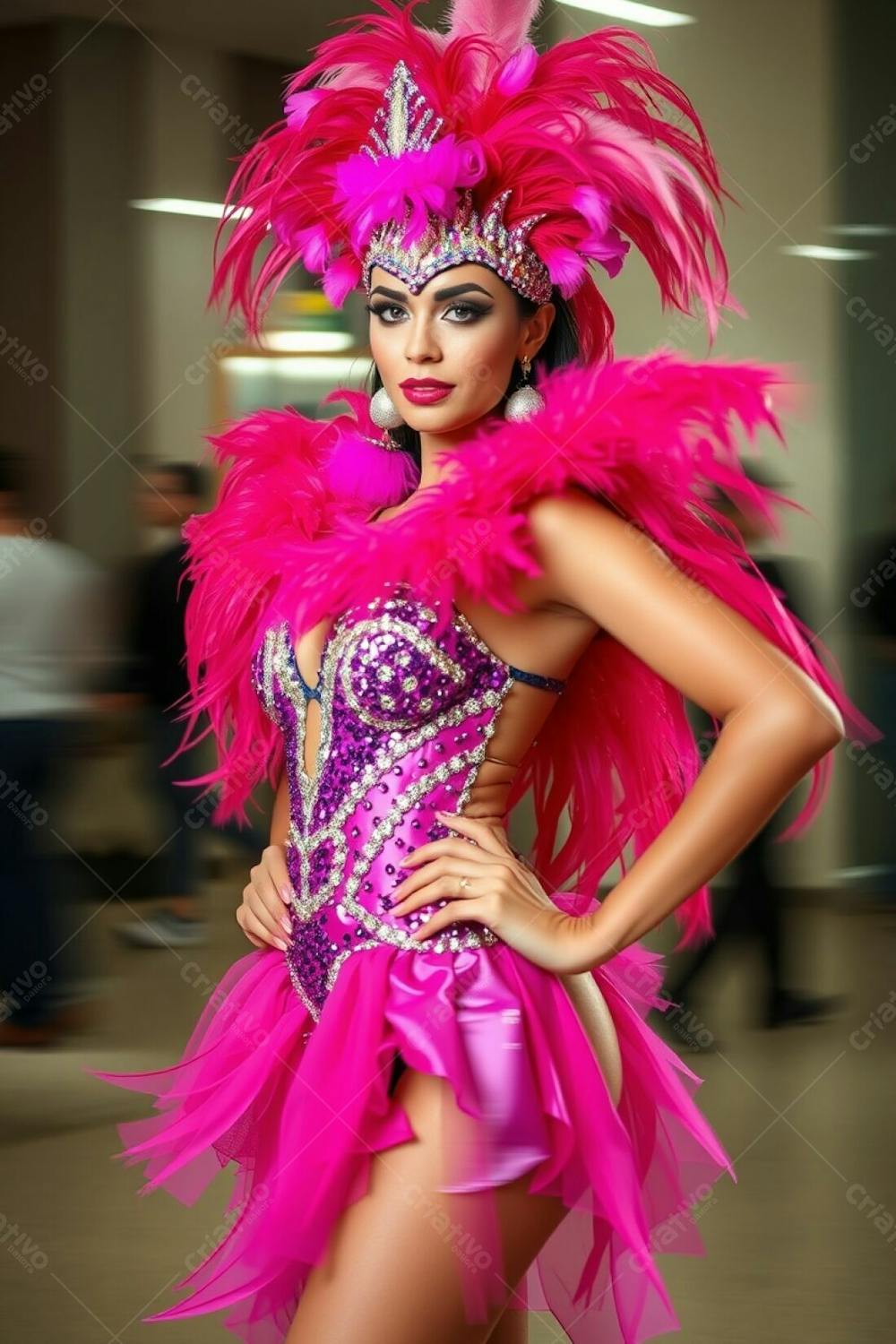 Uma Mulher Impressionante De 24 Anos Em Uma Fantasia Glamorosa De Carnaval