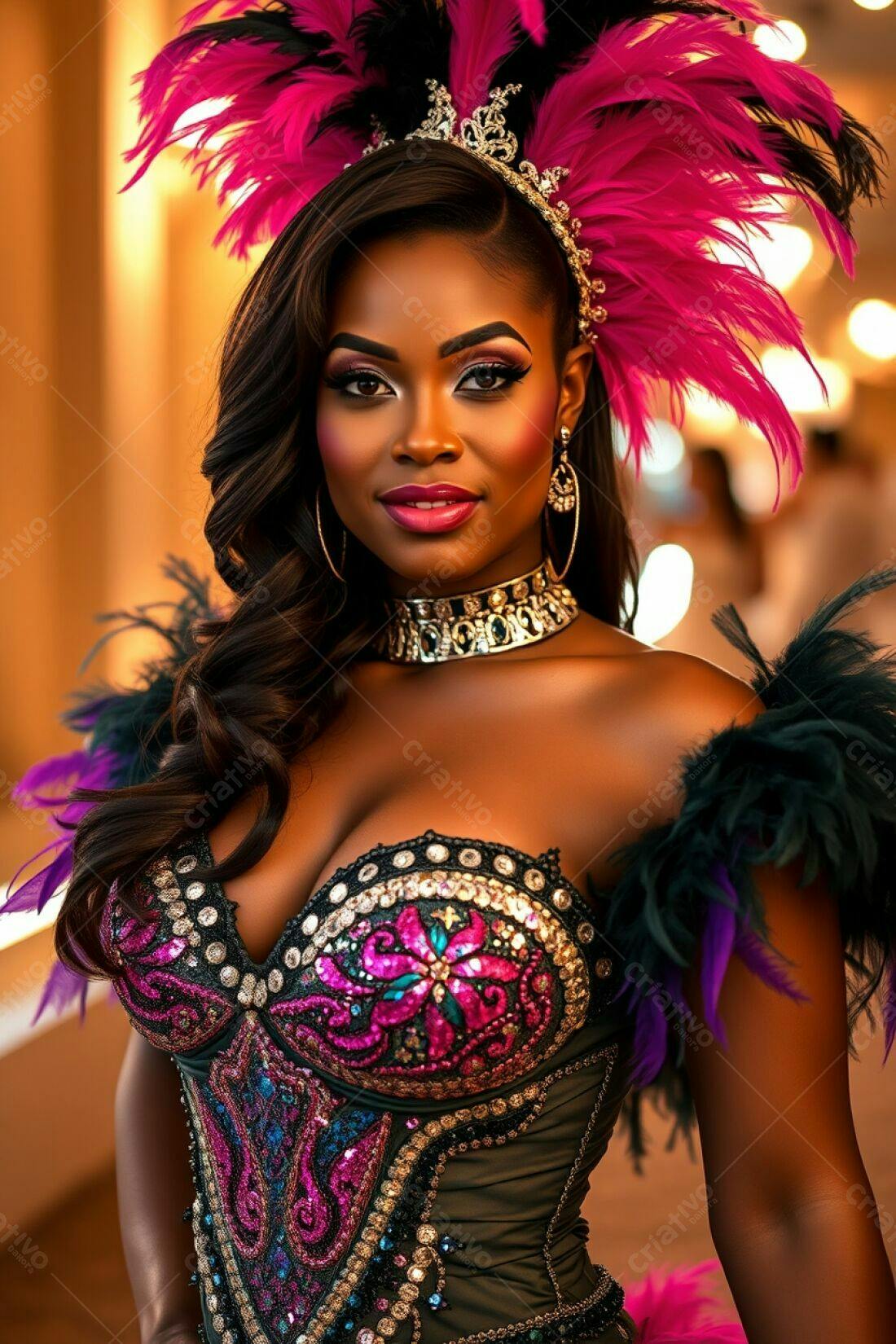 Modelo negra em fantasia carnavalesca