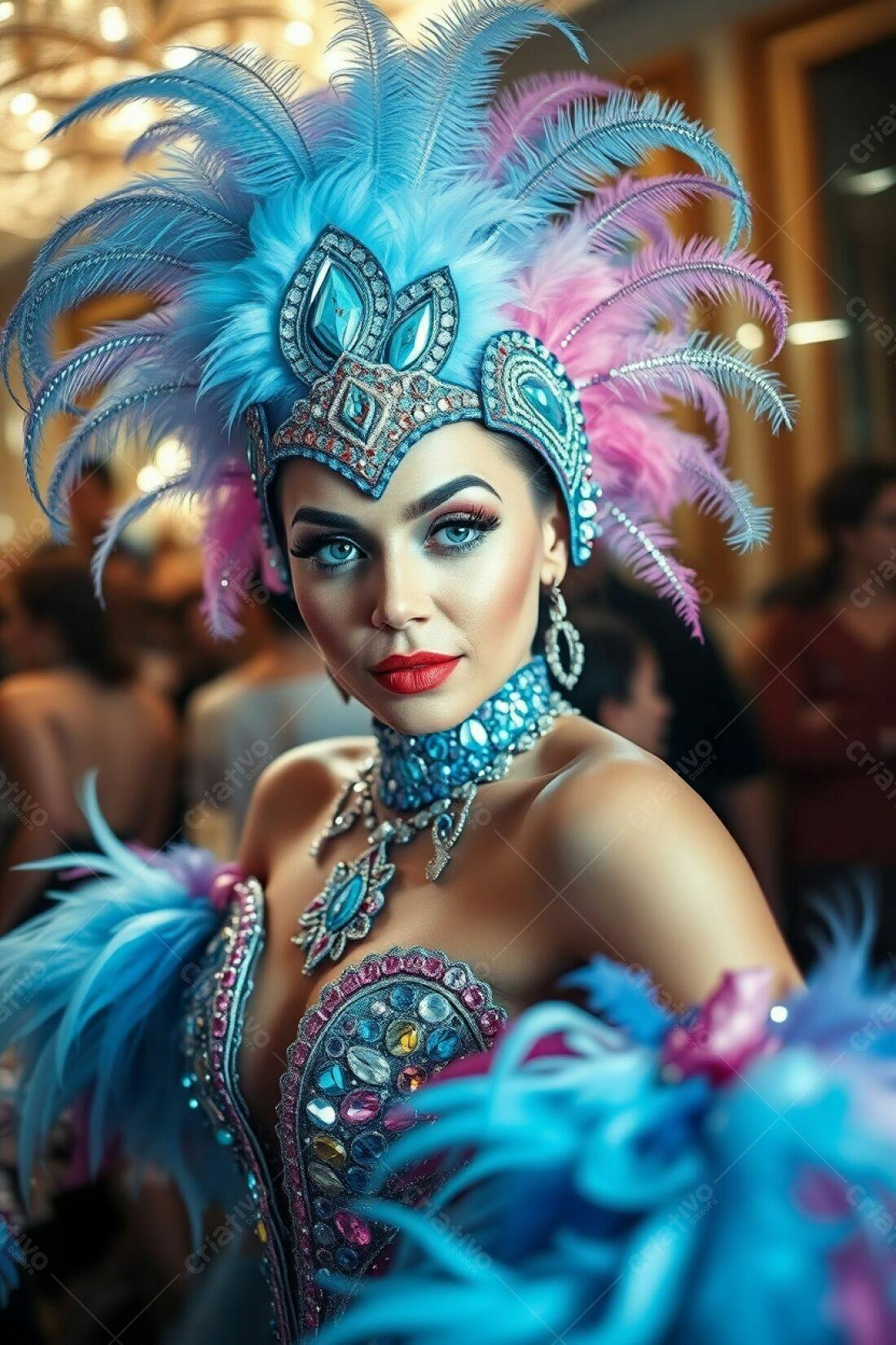 Bailarina com Fantasia Azul e Rosa em Show