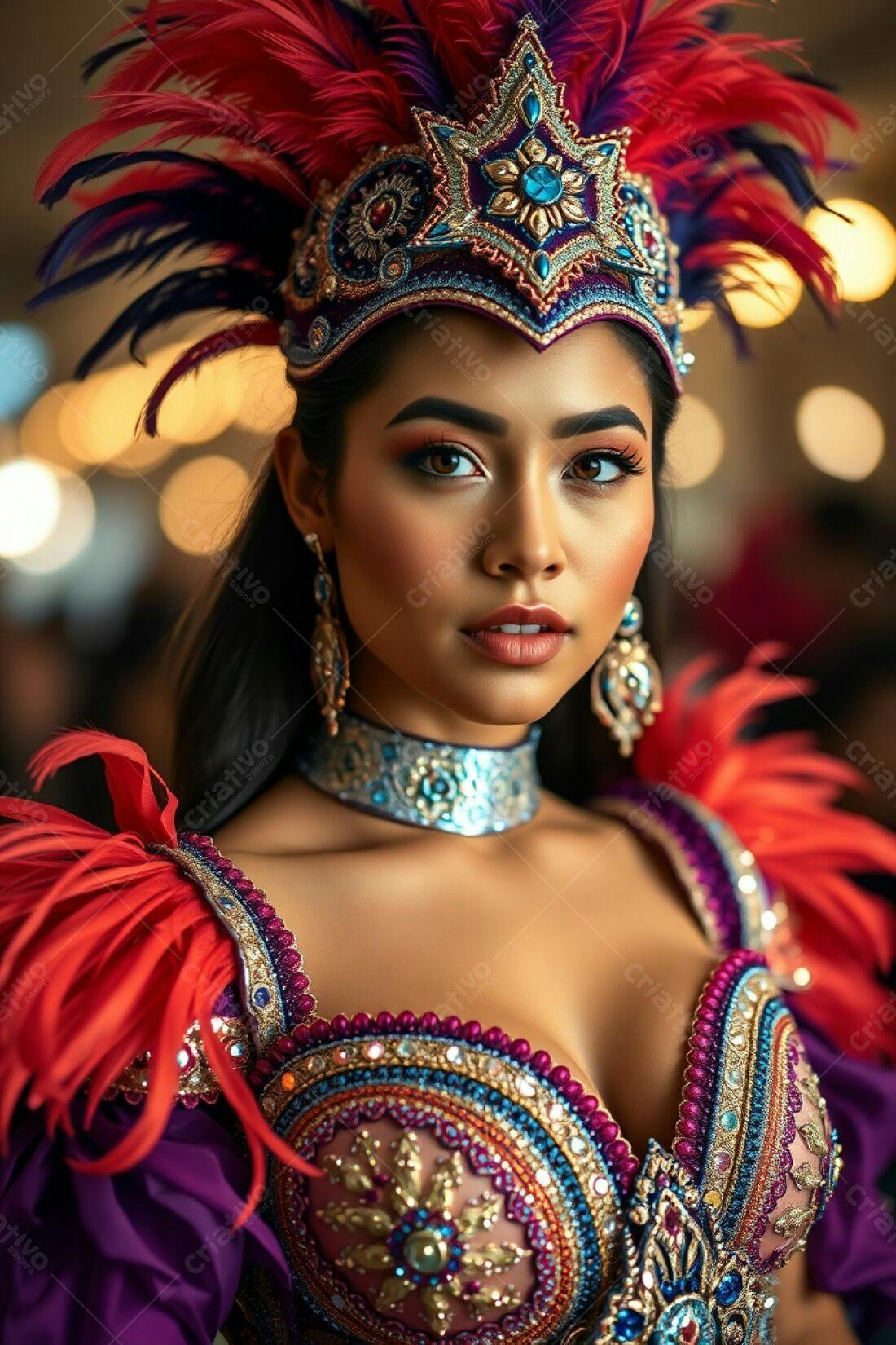 Modelo com fantasia de Carnaval vibrante