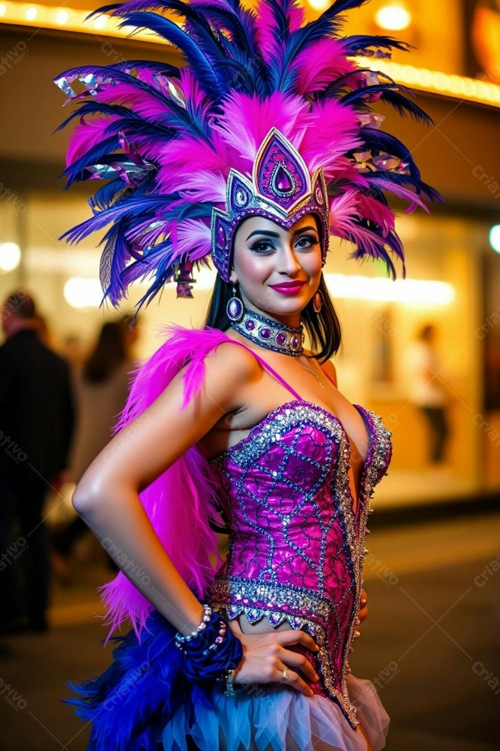 Uma Mulher Impressionante De 24 Anos Em Uma Fantasia Glamorosa De Carnaval