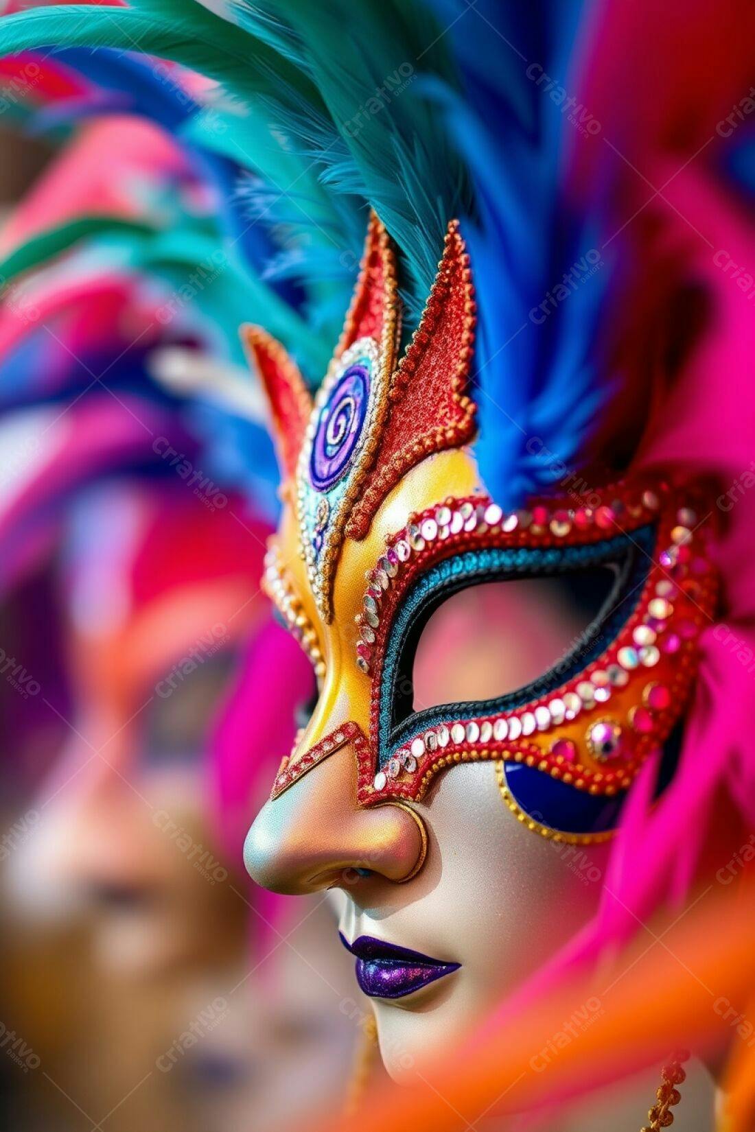 Máscara de Carnaval colorida e brilhante