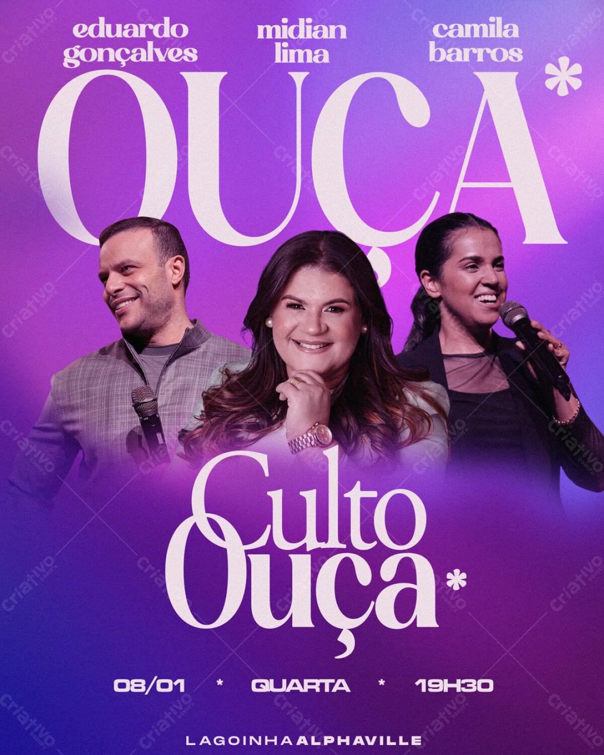 Flyer para Culto Ouça PSD Editável