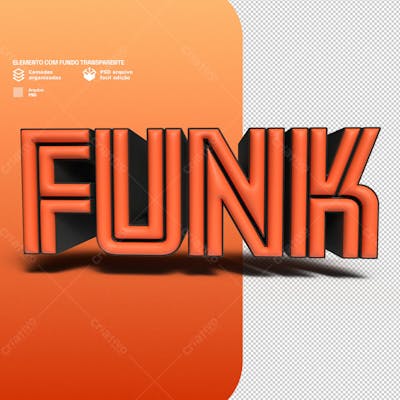 Selo 3D Render Com Texto Funk Para Composição Png Transparente