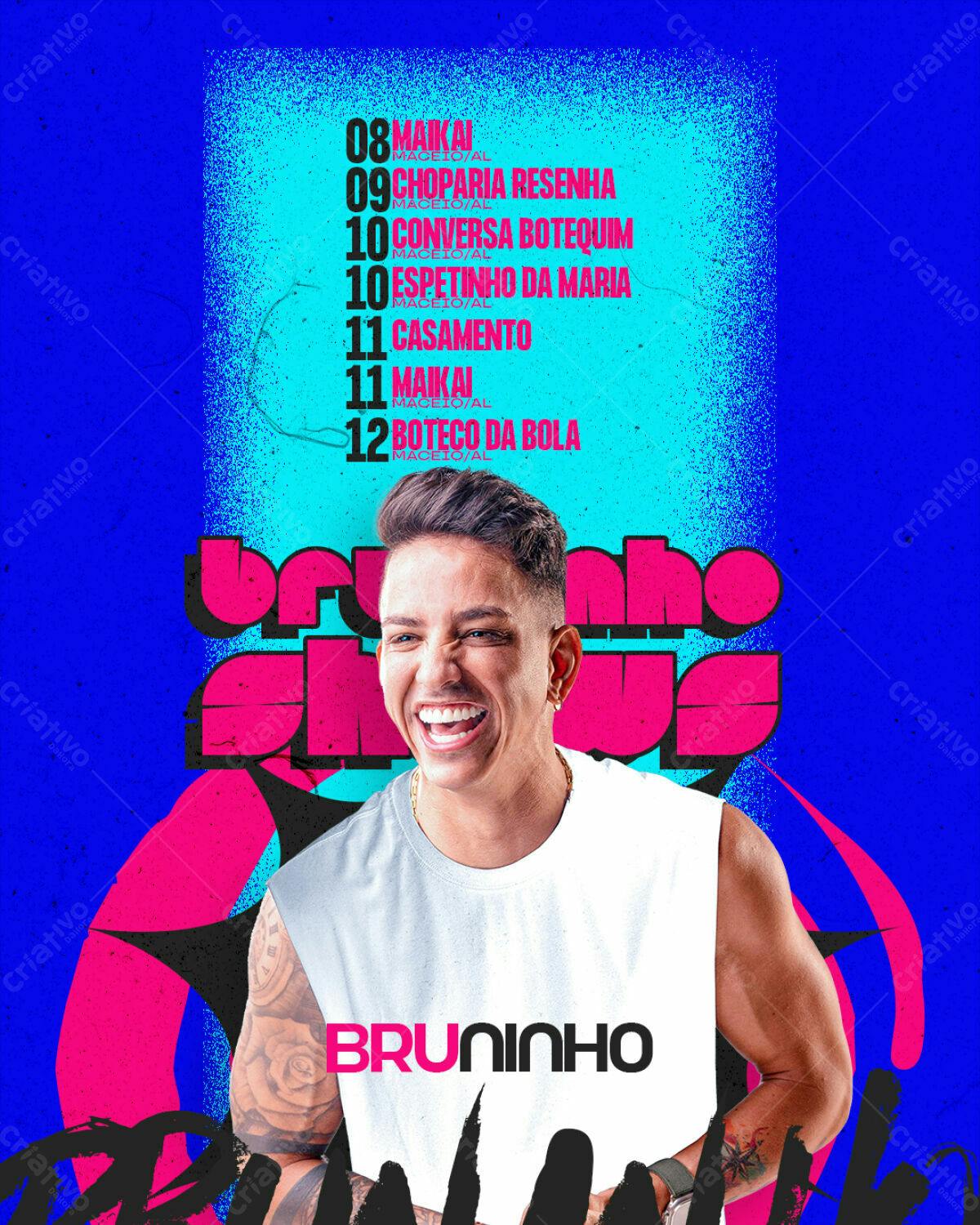 Flyer Bruninho Shows Junho PSD Editável