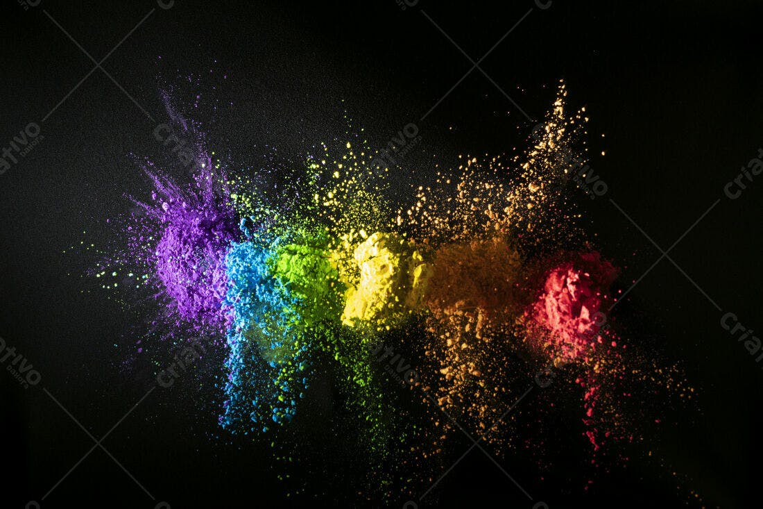 Explosão de pó colorido arco-íris