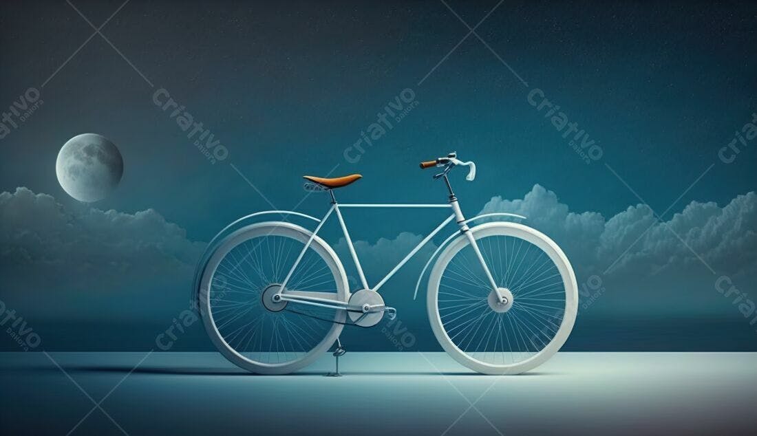 Bicicleta branca sob a lua cheia