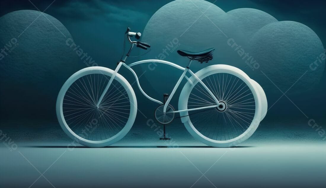 Bicicleta branca em fundo azul
