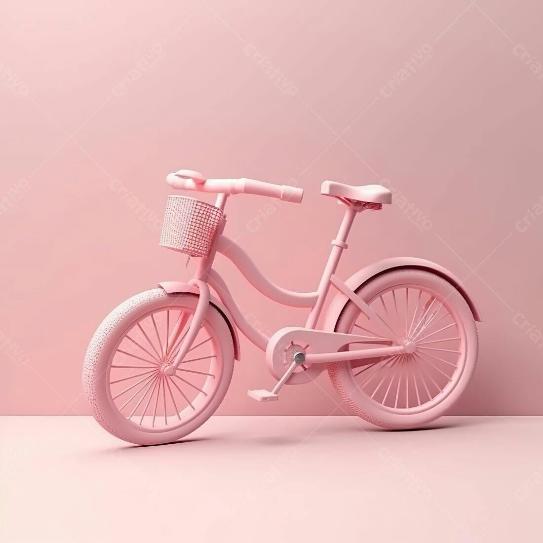 Bicicleta rosa infantil em fundo rosa