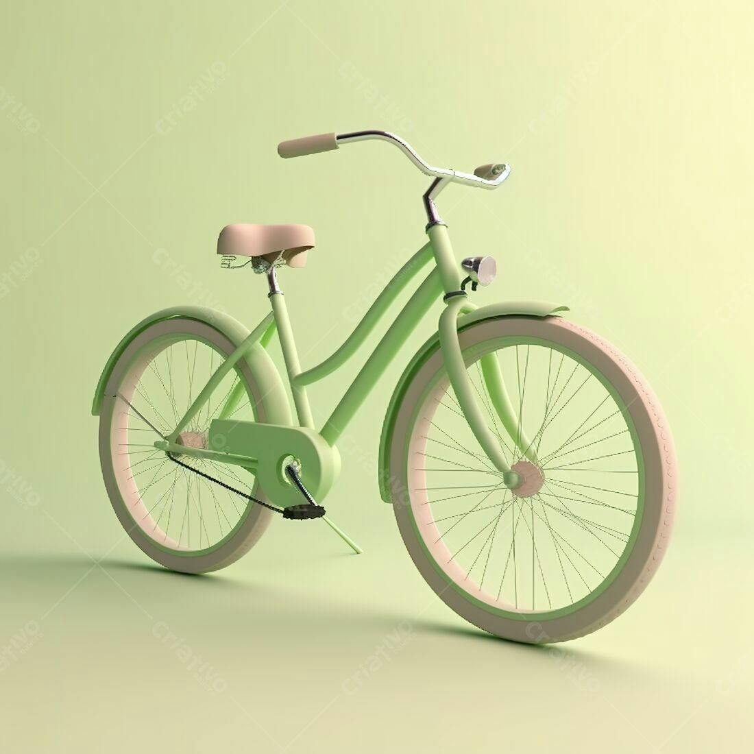 Bicicleta retrô verde menta em fundo pastel