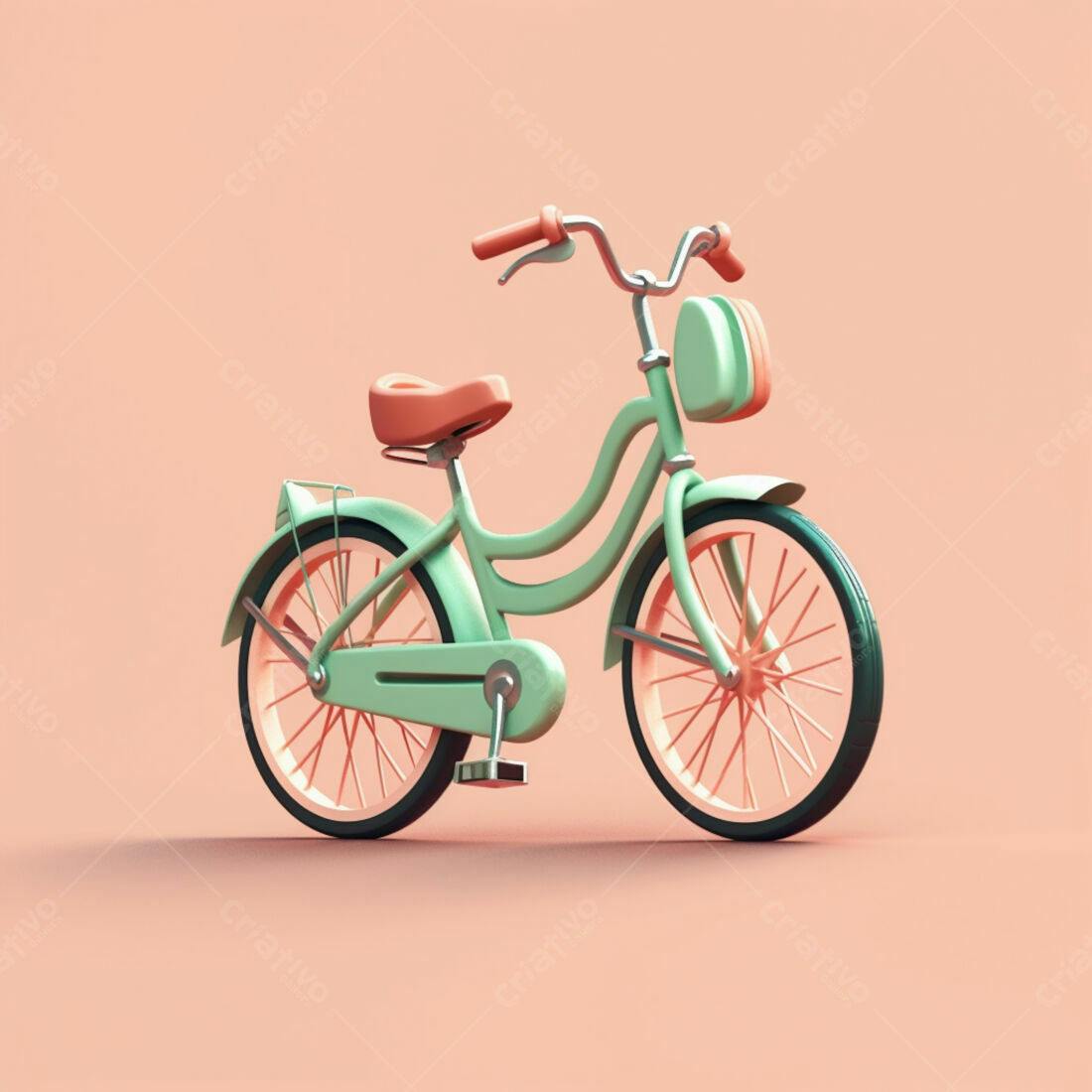 Bicicleta infantil verde menta e coral