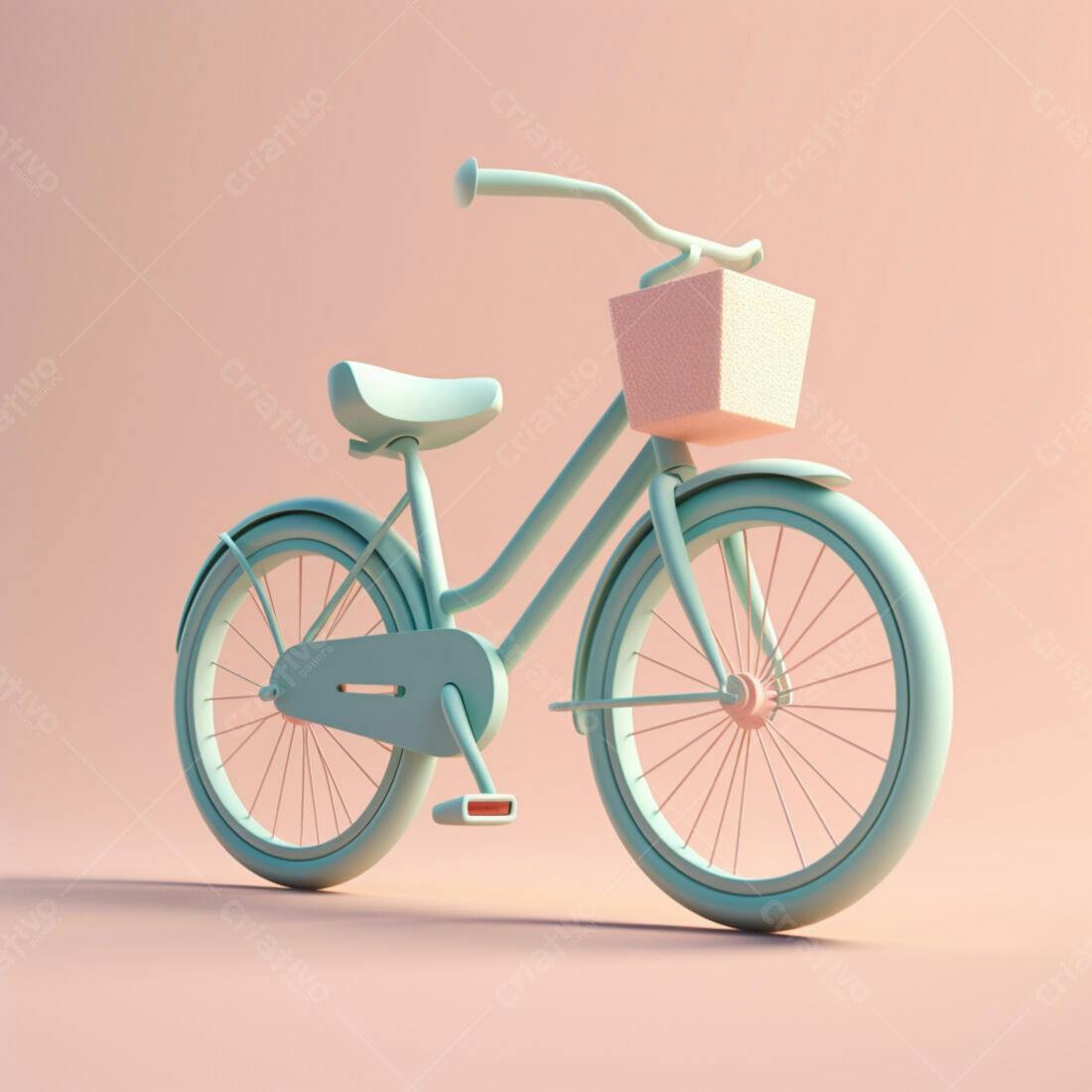 Bicicleta retrô azul bebê com cesta