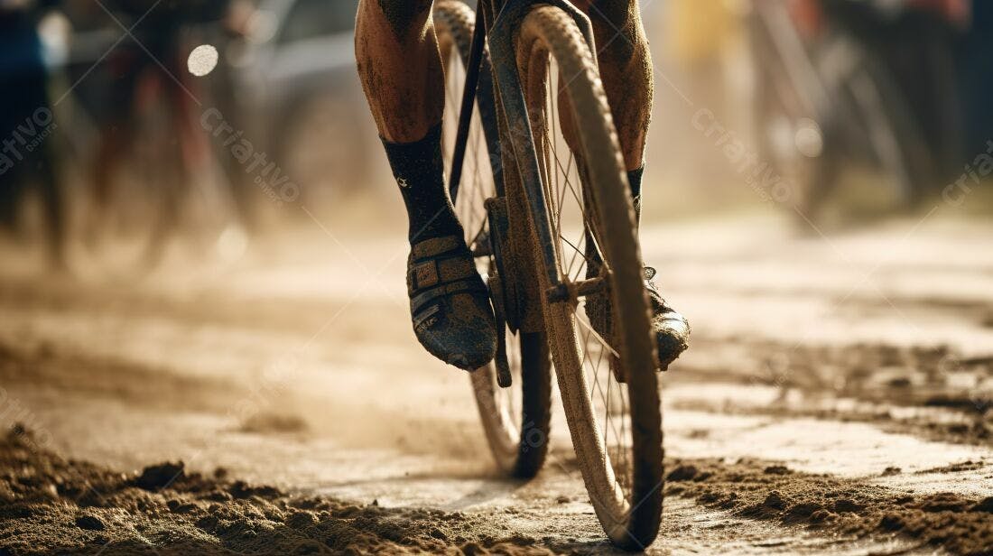 Ciclista em prova de ciclismo de terra