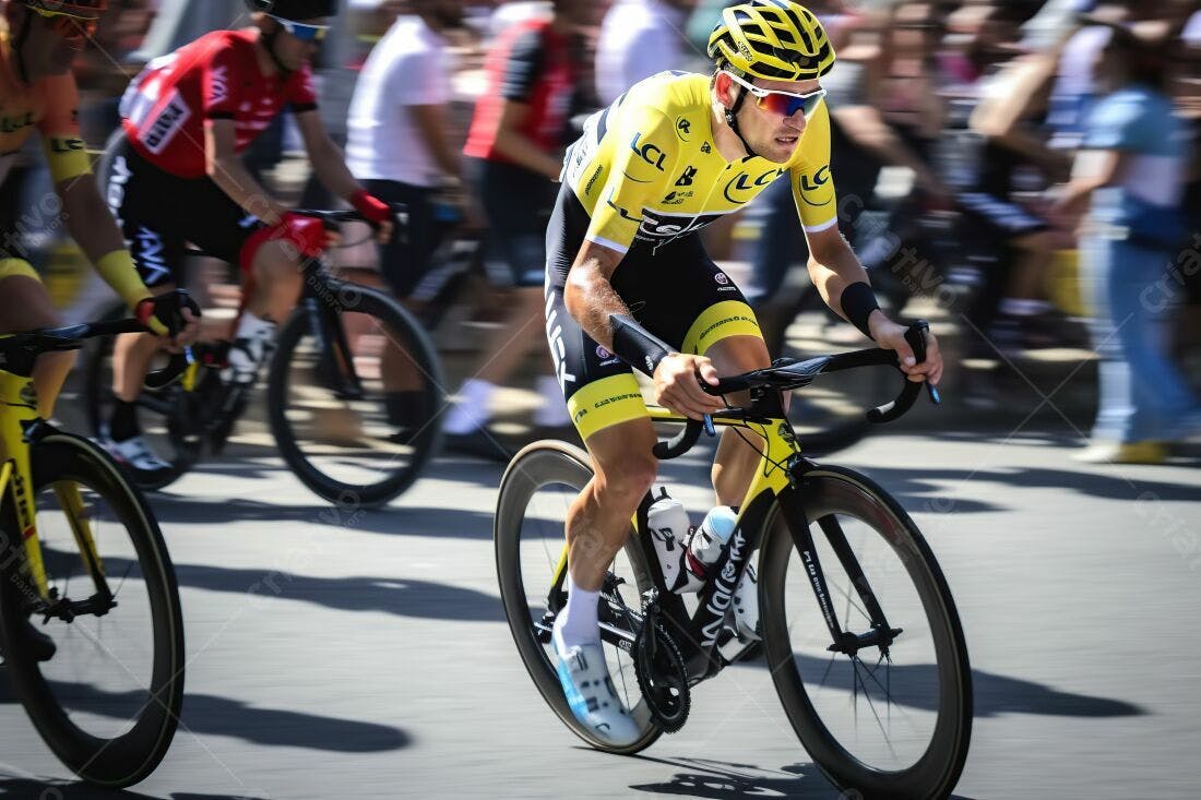Ciclista profissional em prova de ciclismo