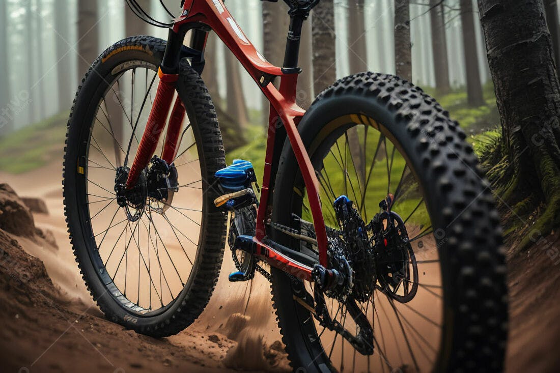 Mountain Bike em trilha de terra na floresta