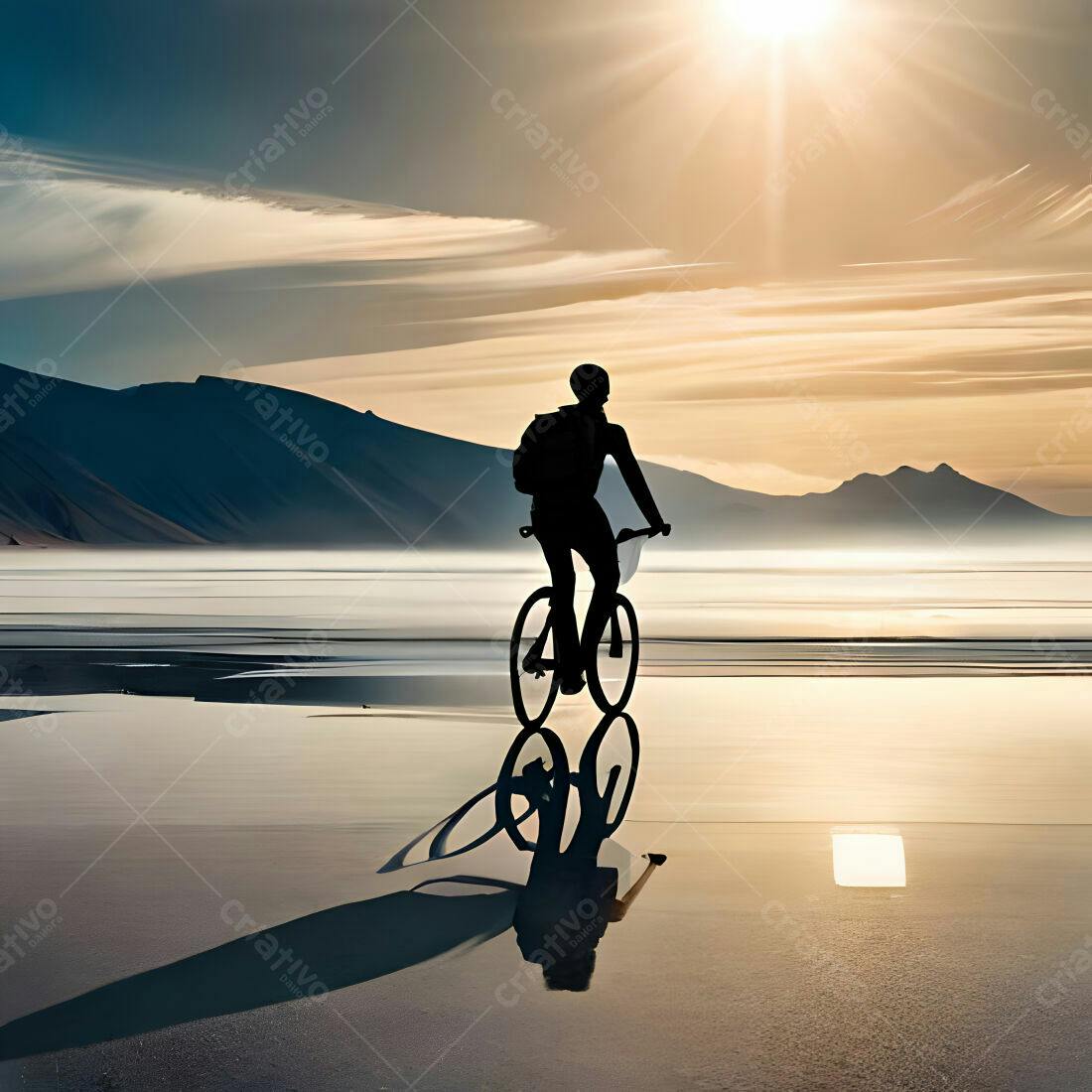 Ciclista ao Pôr do Sol Montanhoso