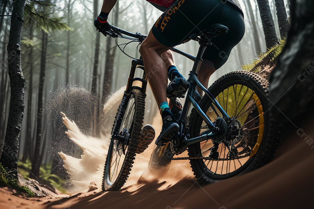 Ciclista em trilha de areia floresta