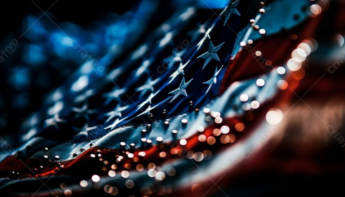 Bandeira Americana detalhada com luzes