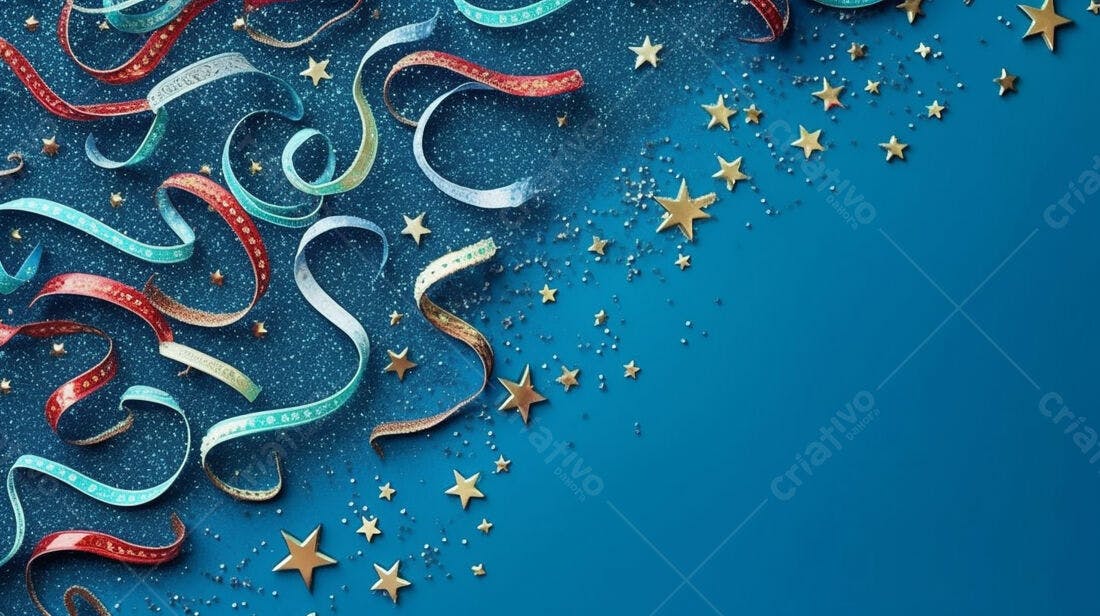Fitas e Estrelas em Azul para Festa