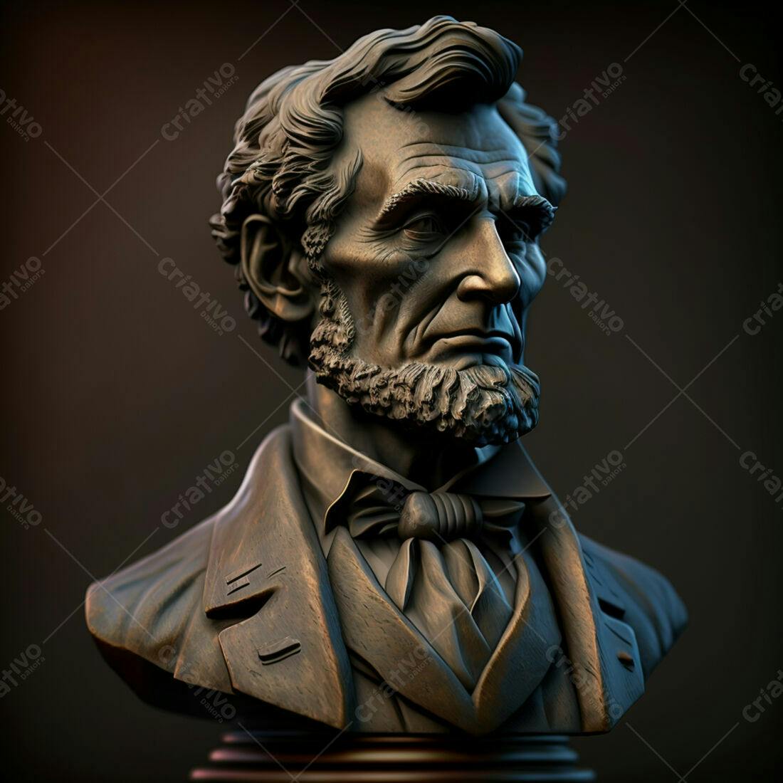 Busto de Abraham Lincoln em bronze escuro