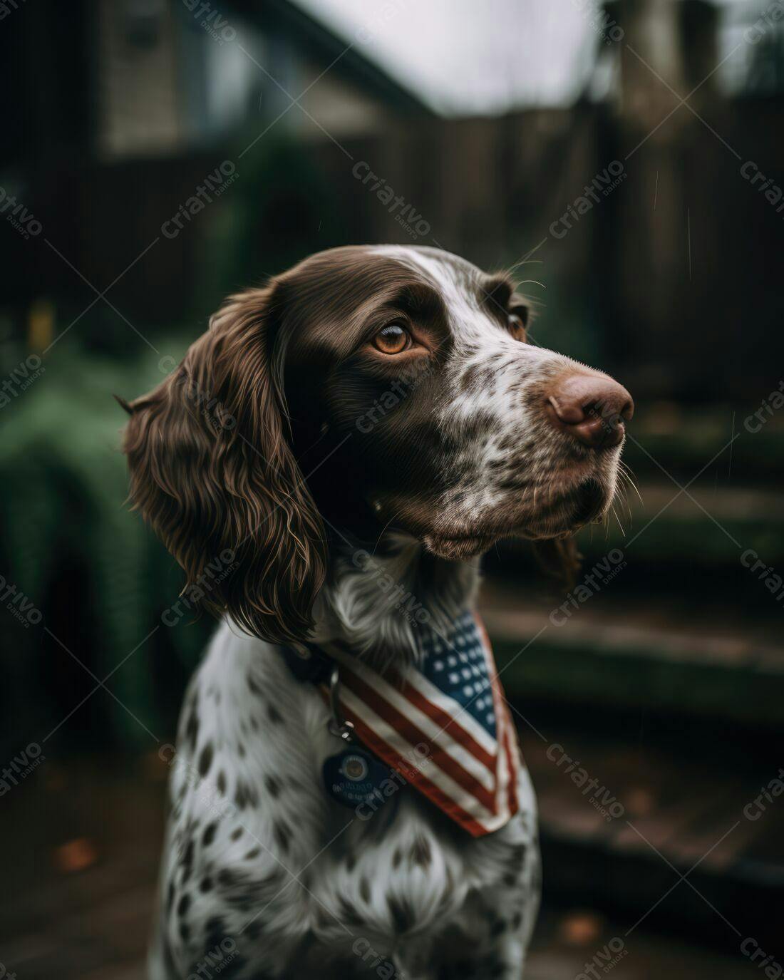 Cachorro marrom e branco com bandana EUA