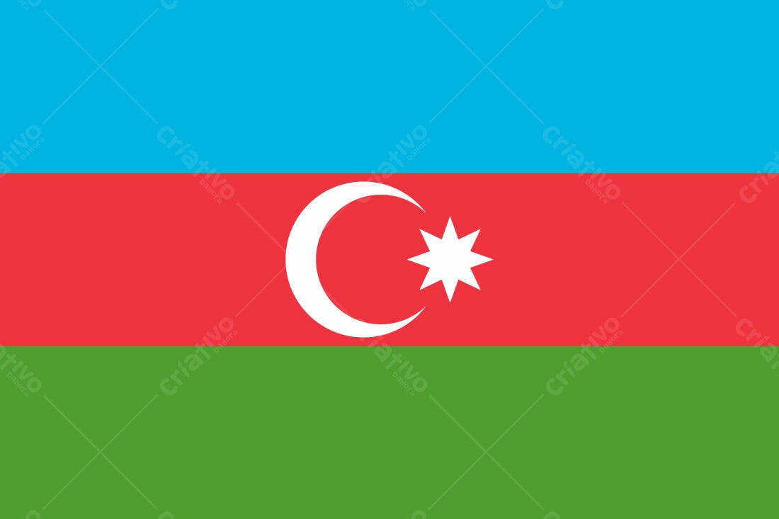 Bandeira do Azerbaijão cores azul vermelho verde