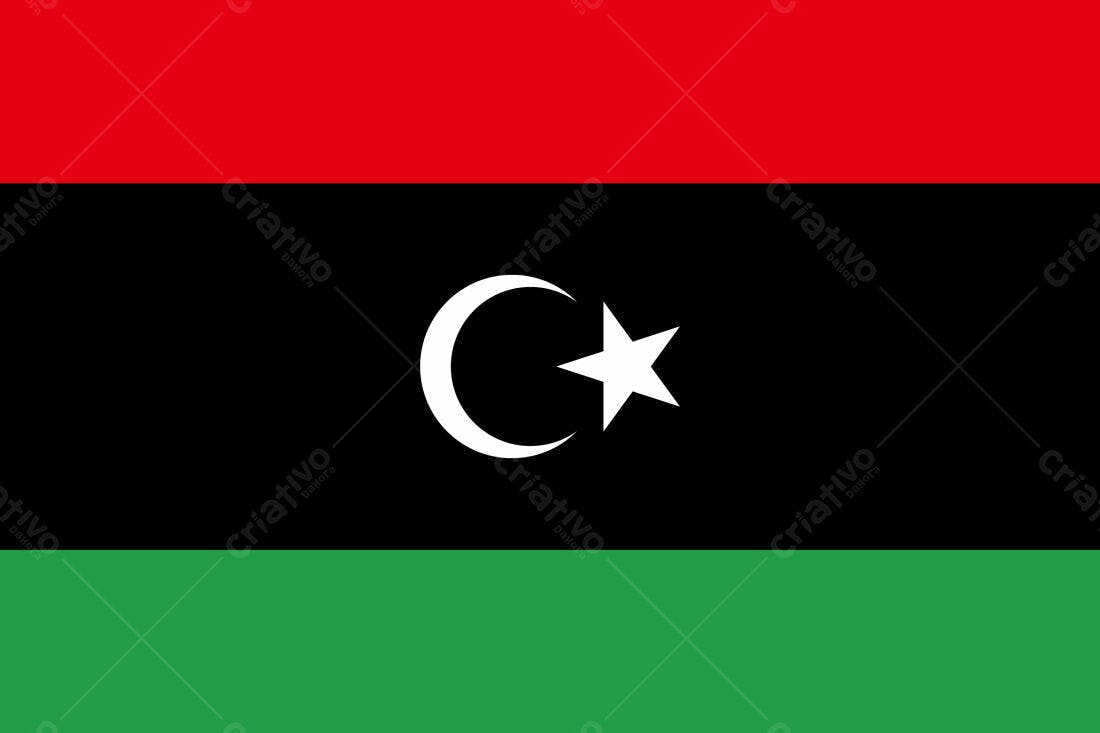 Bandeira da Líbia Lua e Estrela