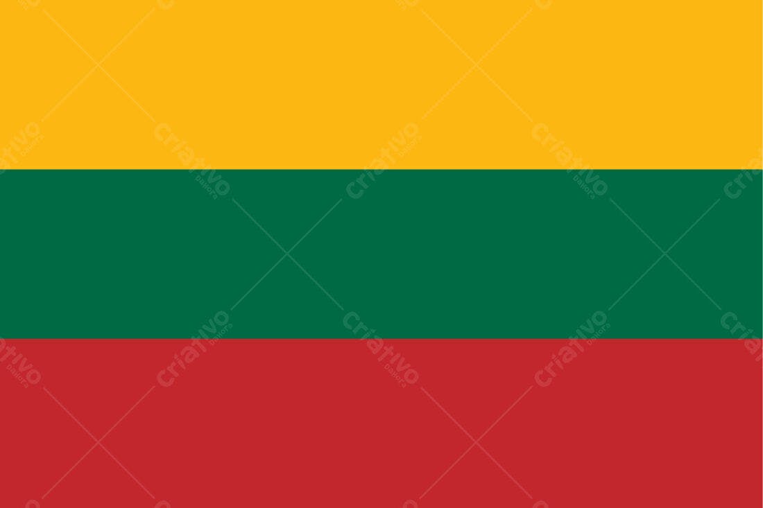 Bandeira da Lituânia cores amarelo verde vermelho