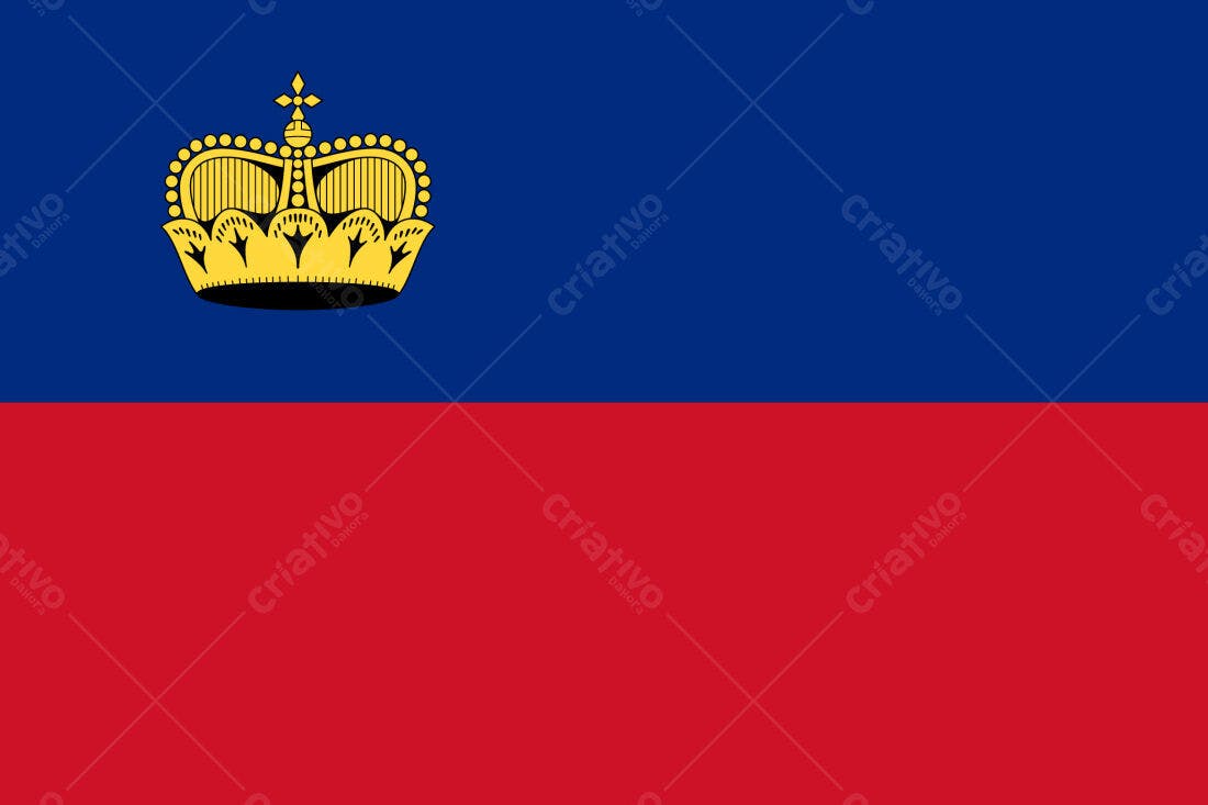 Bandeira Liechtenstein Coroa Ouro Azul Vermelho