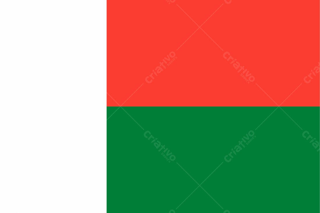 Bandeira de Madagascar cores vermelho branco e verde