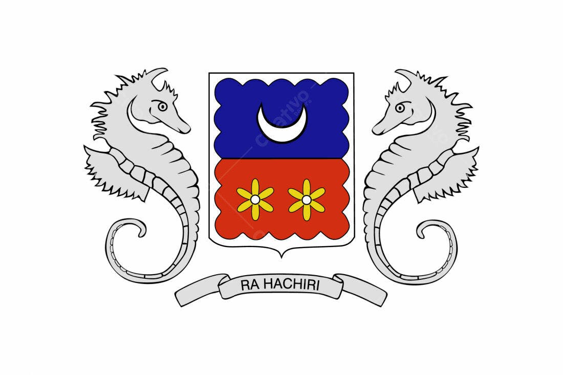 Brasão com Cavalos Marinhos Ra Hachiri