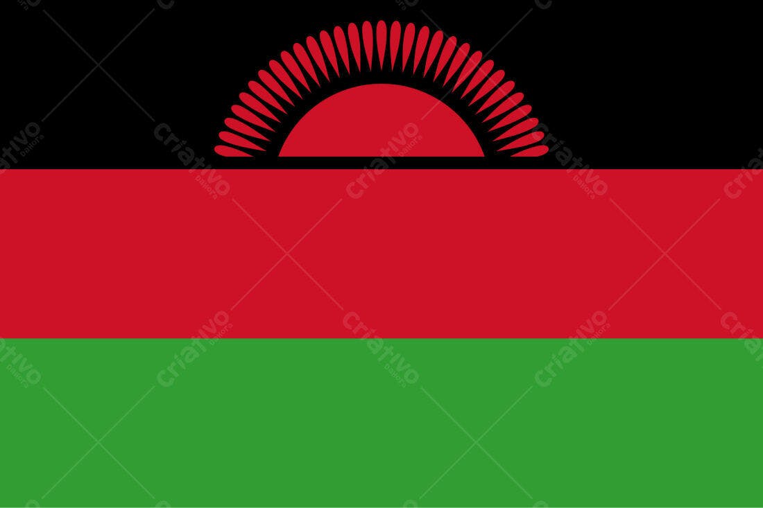 Bandeira do Malawi vermelho verde e preto