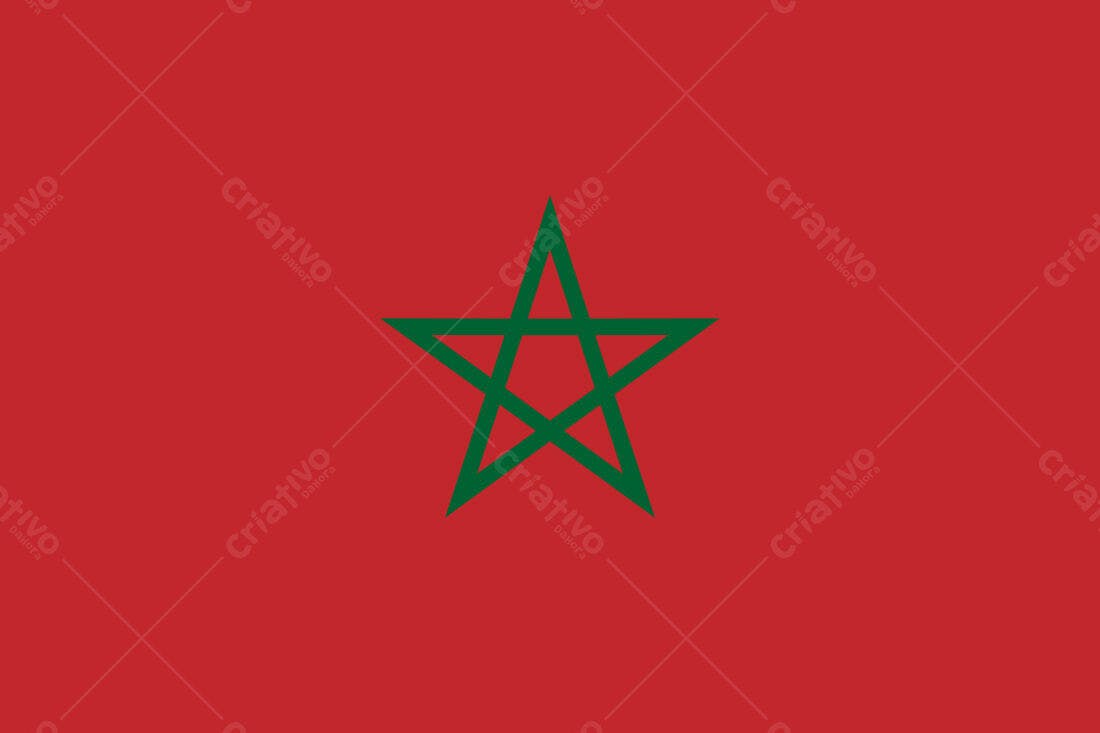Bandeira de Marrocos fundo vermelho estrela verde