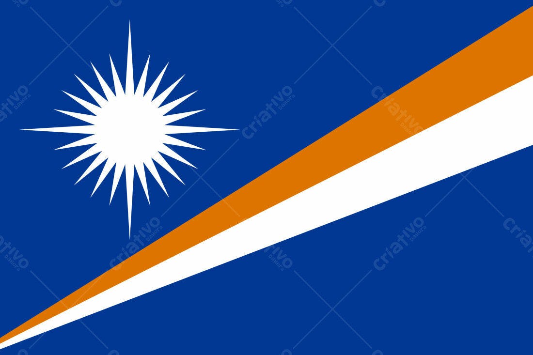 Bandeira de Ilhas Marshall fundo azul laranja e branco