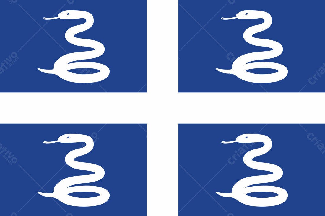 Bandeira com quatro cobras brancas