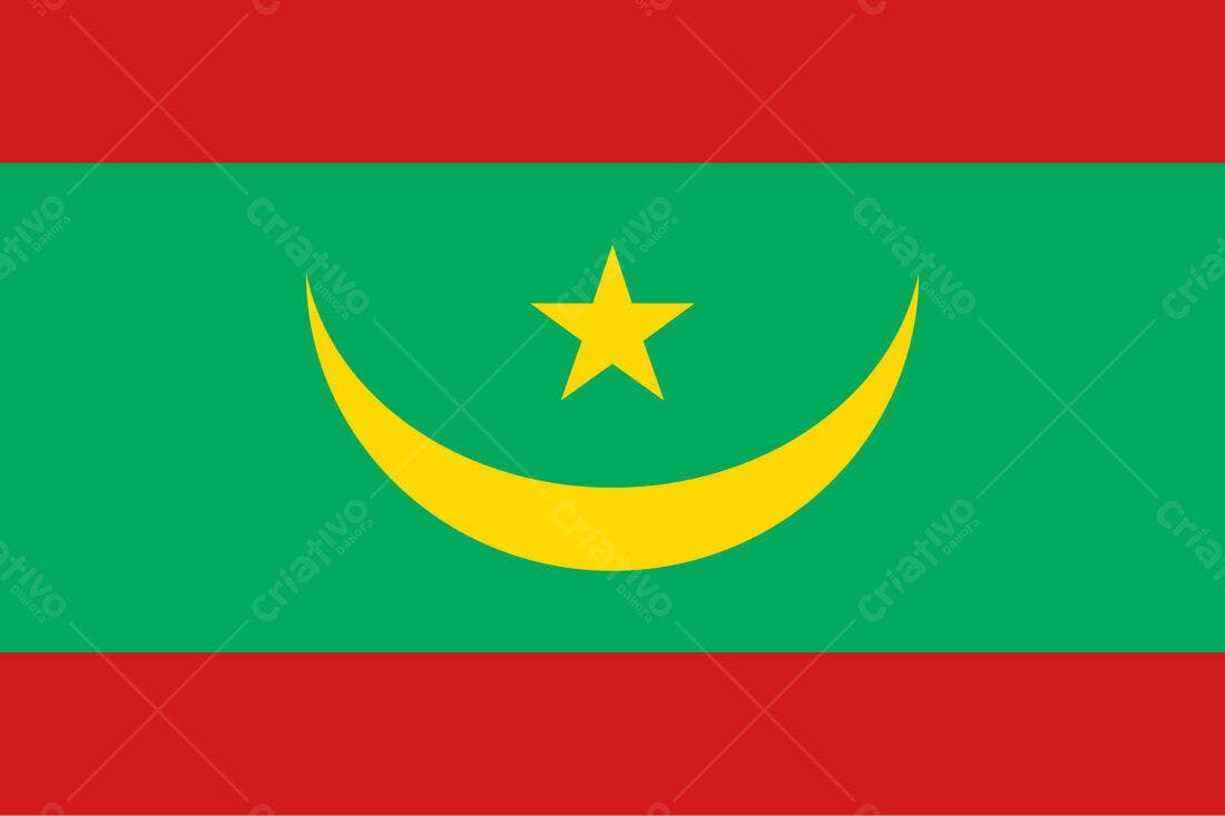 Bandeira da Mauritânia Verde Amarelo e Vermelho
