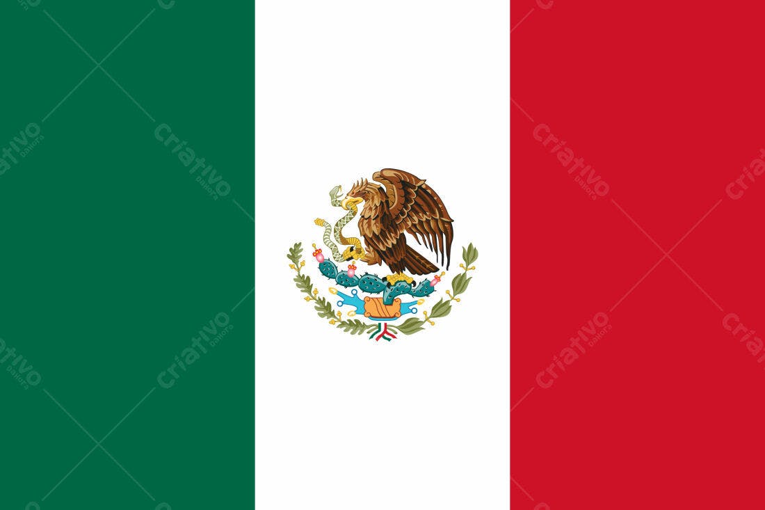 Bandeira Mexicana Verde Branca e Vermelha