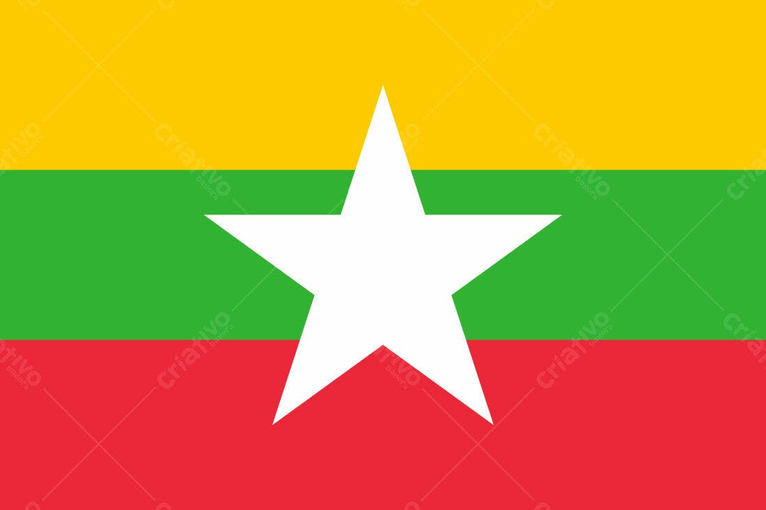 Bandeira de Myanmar estrela branca